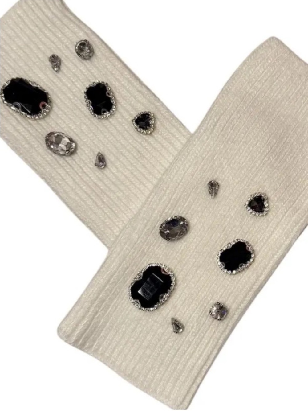 Crystal Knit Embelished
Fingerless Gloves (White) 
Adrienne Landau NWT
$79 $150